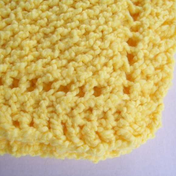 Hand Crafted Baby Blanket Hat Set Yellow Chunky Knit Swaddle Napper Cozy… - Picture 8 of 9